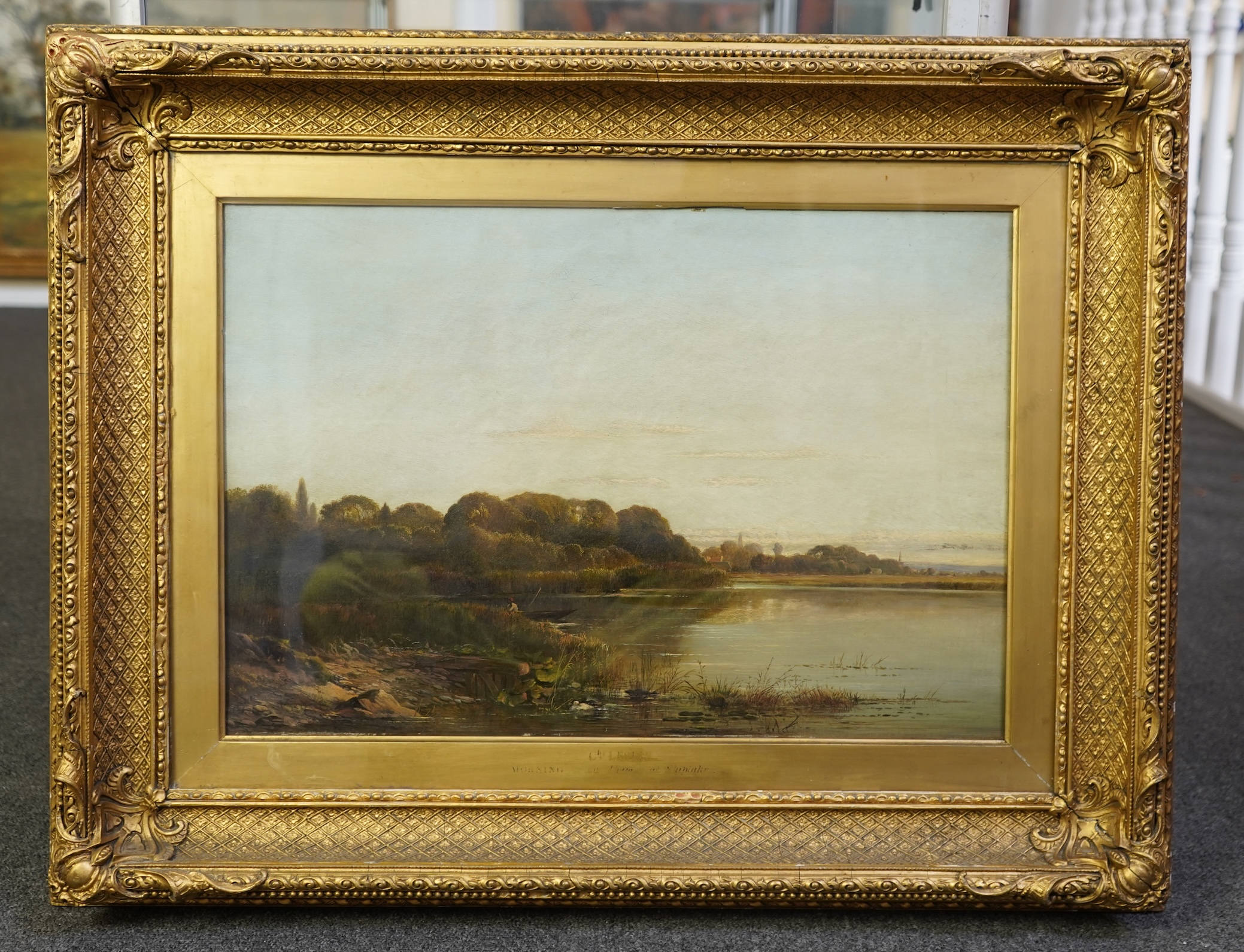 Charles Leslie (1835-1890), Morning on the Thames at Shiplake, signed lower left